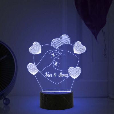 Couple Hand Soul Mate Acrylic Led Night lamp With Multicolored Light